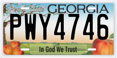 GA license plate PWY4746