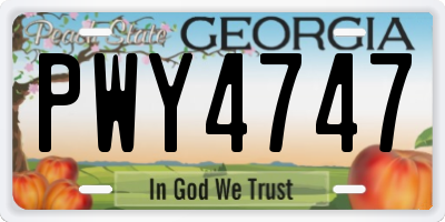 GA license plate PWY4747