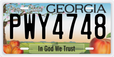 GA license plate PWY4748
