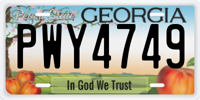 GA license plate PWY4749