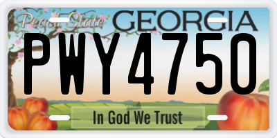 GA license plate PWY4750
