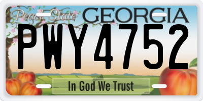GA license plate PWY4752