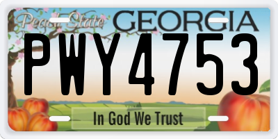 GA license plate PWY4753