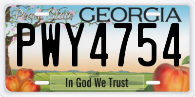 GA license plate PWY4754