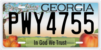 GA license plate PWY4755