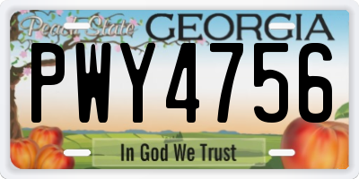 GA license plate PWY4756