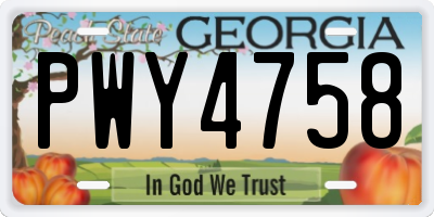 GA license plate PWY4758