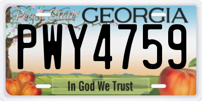 GA license plate PWY4759
