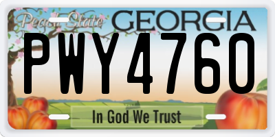 GA license plate PWY4760