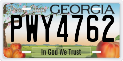 GA license plate PWY4762