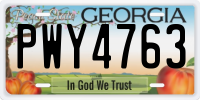 GA license plate PWY4763