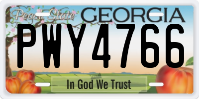 GA license plate PWY4766