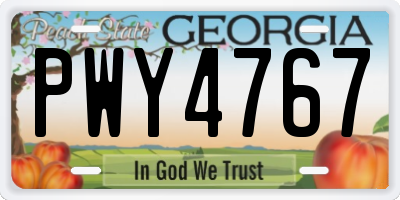 GA license plate PWY4767