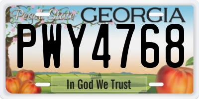 GA license plate PWY4768
