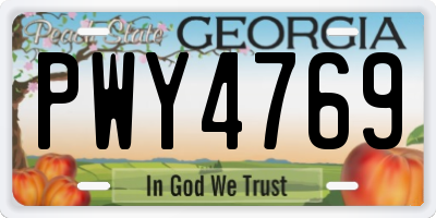 GA license plate PWY4769