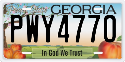 GA license plate PWY4770