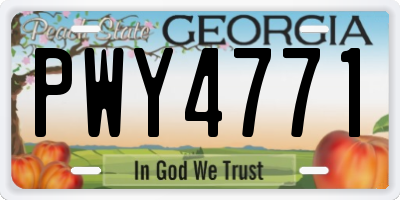 GA license plate PWY4771
