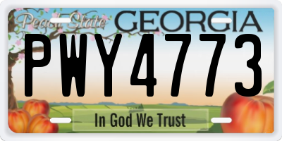 GA license plate PWY4773