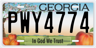 GA license plate PWY4774