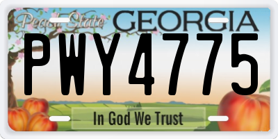 GA license plate PWY4775