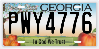 GA license plate PWY4776