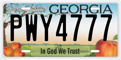 GA license plate PWY4777