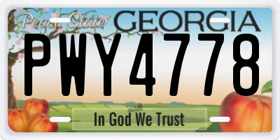 GA license plate PWY4778