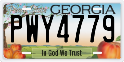 GA license plate PWY4779