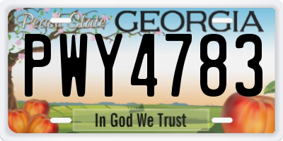 GA license plate PWY4783