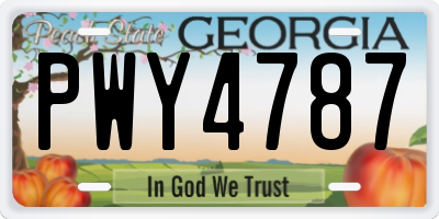 GA license plate PWY4787