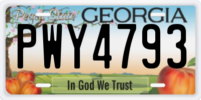 GA license plate PWY4793
