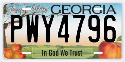 GA license plate PWY4796