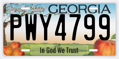 GA license plate PWY4799