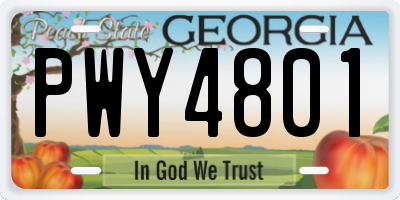 GA license plate PWY4801