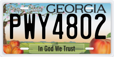GA license plate PWY4802