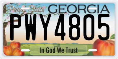 GA license plate PWY4805
