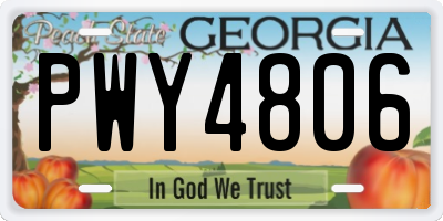 GA license plate PWY4806
