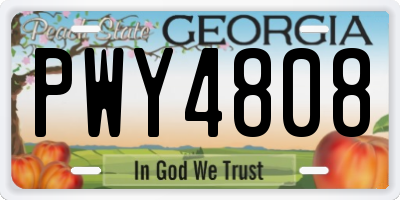 GA license plate PWY4808