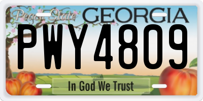 GA license plate PWY4809
