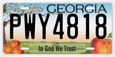 GA license plate PWY4818