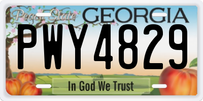GA license plate PWY4829