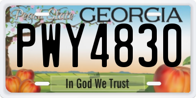 GA license plate PWY4830