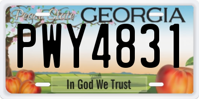 GA license plate PWY4831