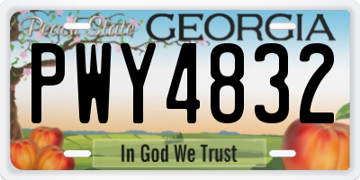 GA license plate PWY4832
