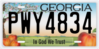 GA license plate PWY4834