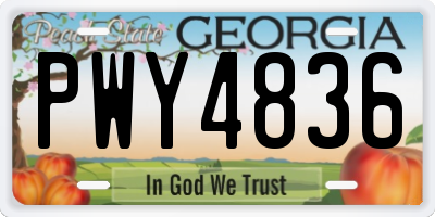 GA license plate PWY4836