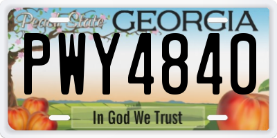 GA license plate PWY4840