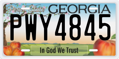 GA license plate PWY4845