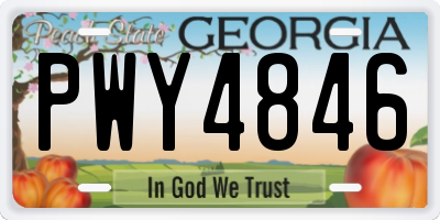 GA license plate PWY4846