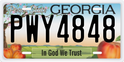 GA license plate PWY4848